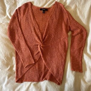 Forever 21 Rust colored V-Neck Sweater with Ribbed Texture